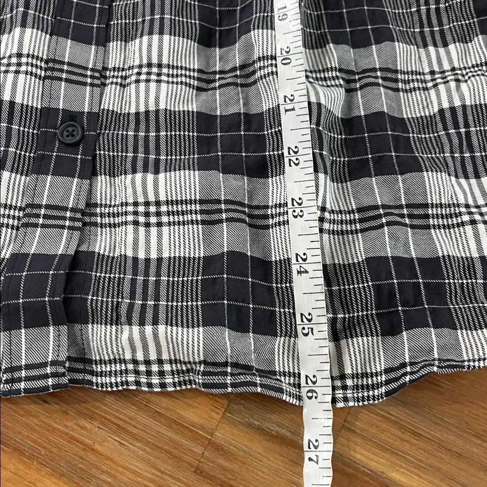 Unsubscribed $280 Plaid Puff Long Sleeves Blouse L NWOT Black White Boho